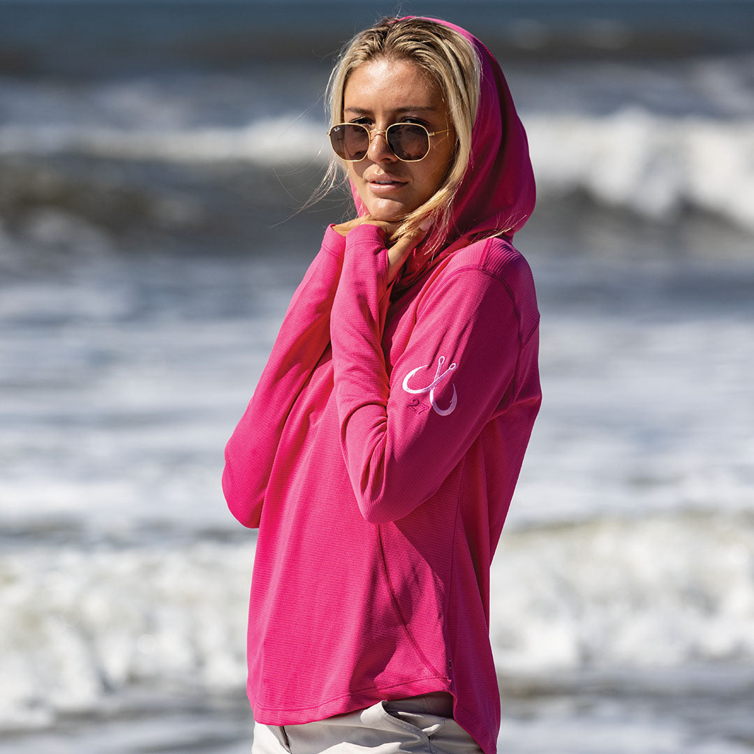 Women's Sun Hoodie, Turtle Cove Pink / XL