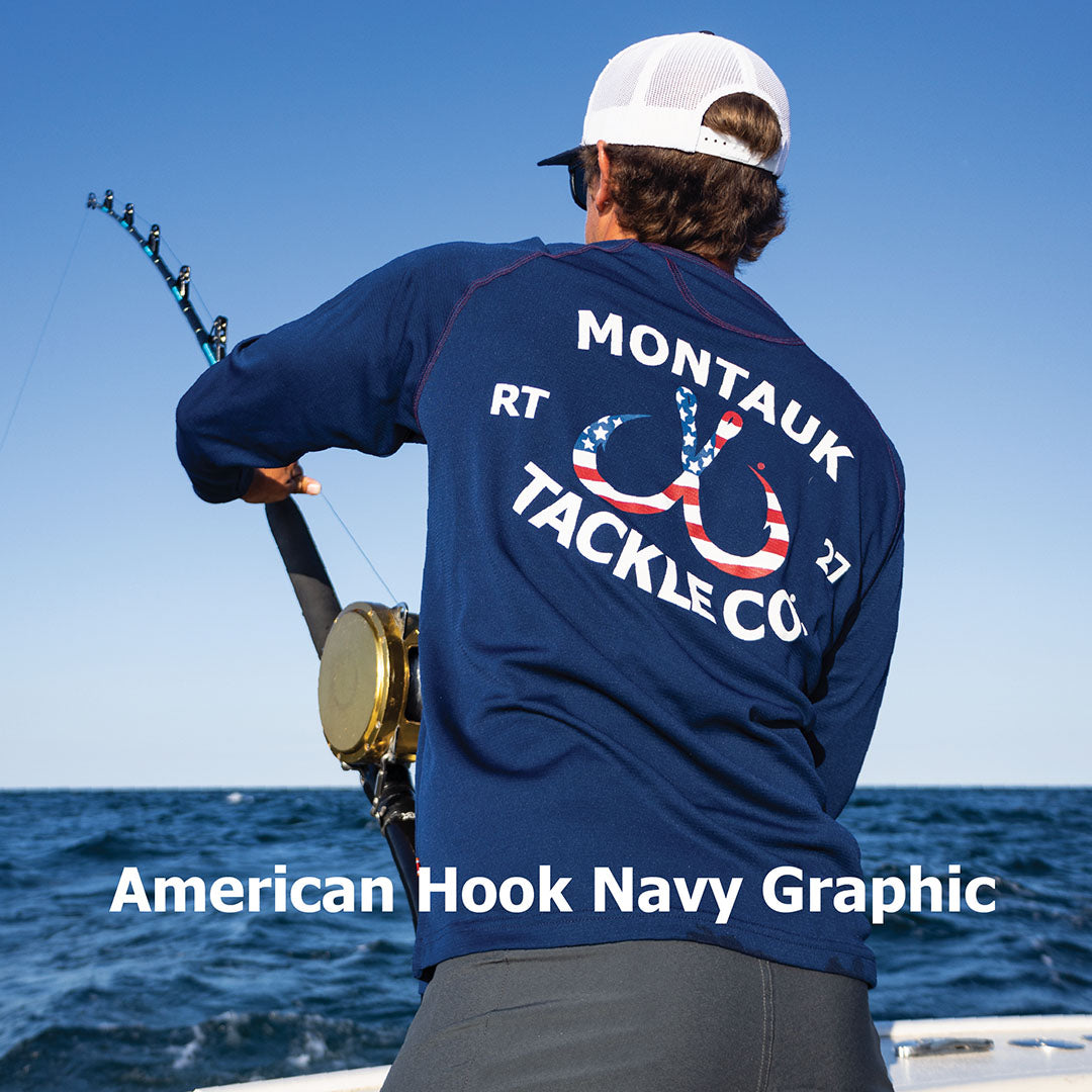 Scuba Stitch Sun Shirt, Navy American Hooks / S